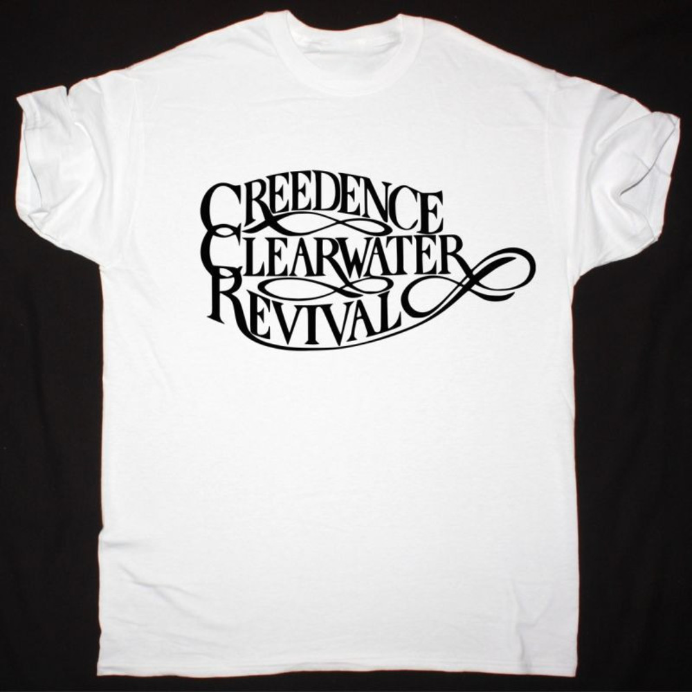 CREEDENCE CLEARWATER REVIVAL LOGO NEW WHITE T-SHIRT